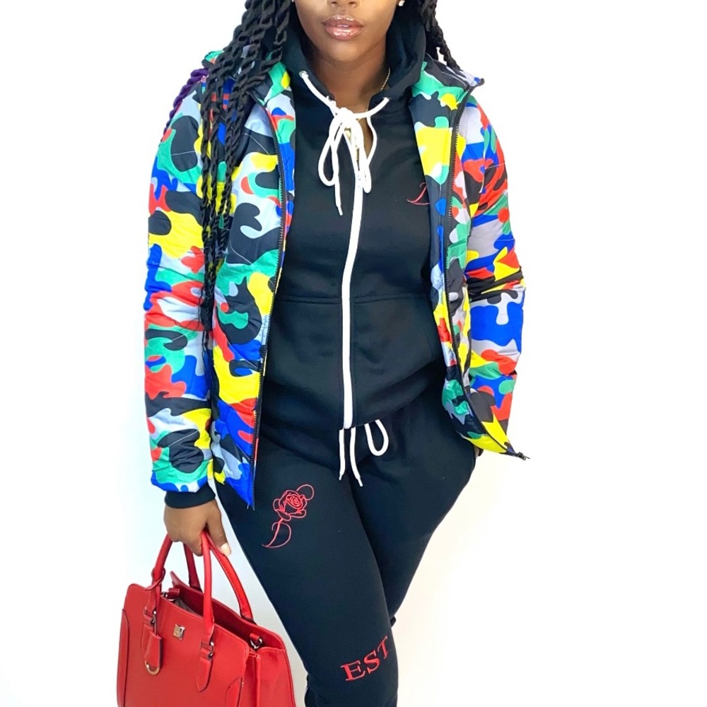 Fall in camo windbreaker